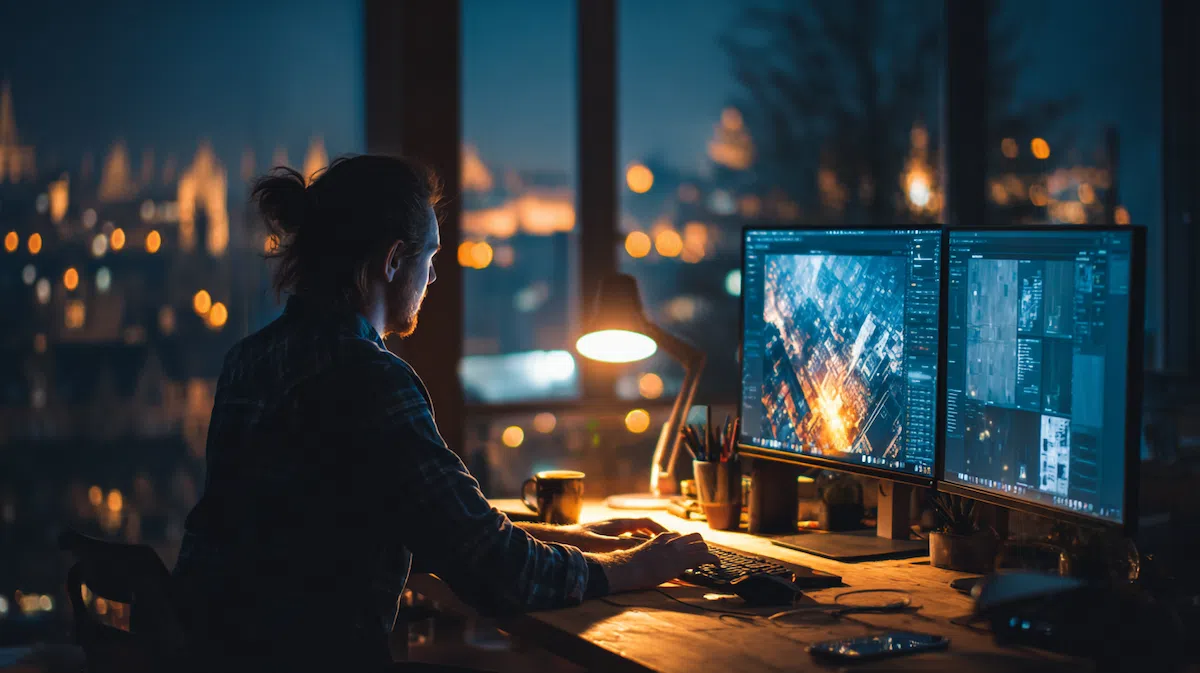 Professional web designer working at a clean desk